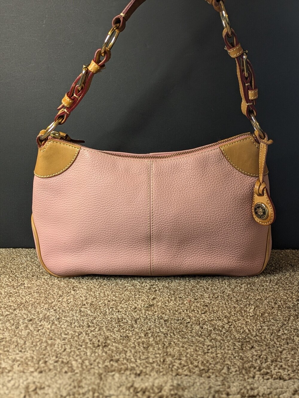 Dooney Bourke Y2K Hobo Shoulder Bag Pink Pebbled Vintage Leather Purse